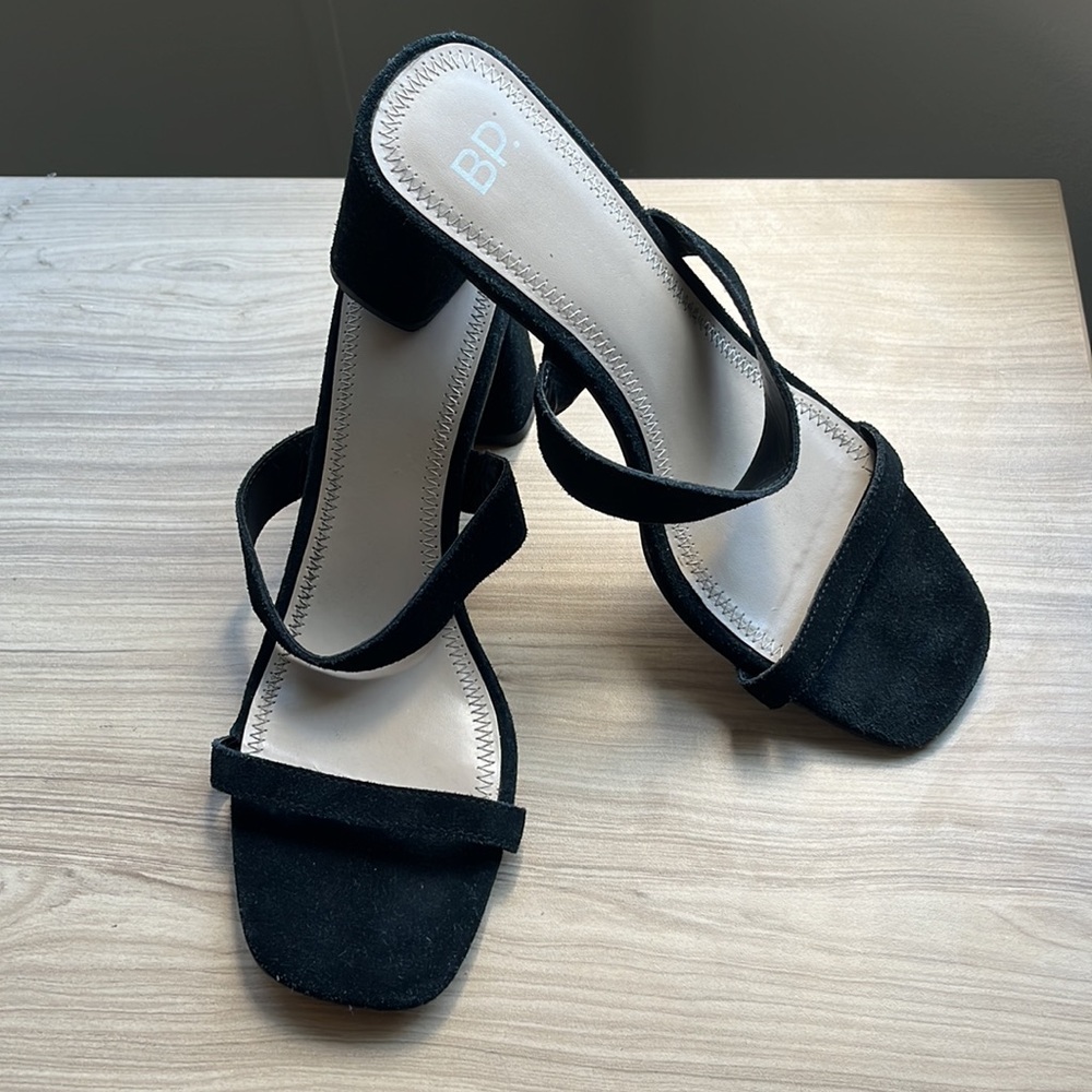 BP Black Block Heel Strappy Sandal - 7.5